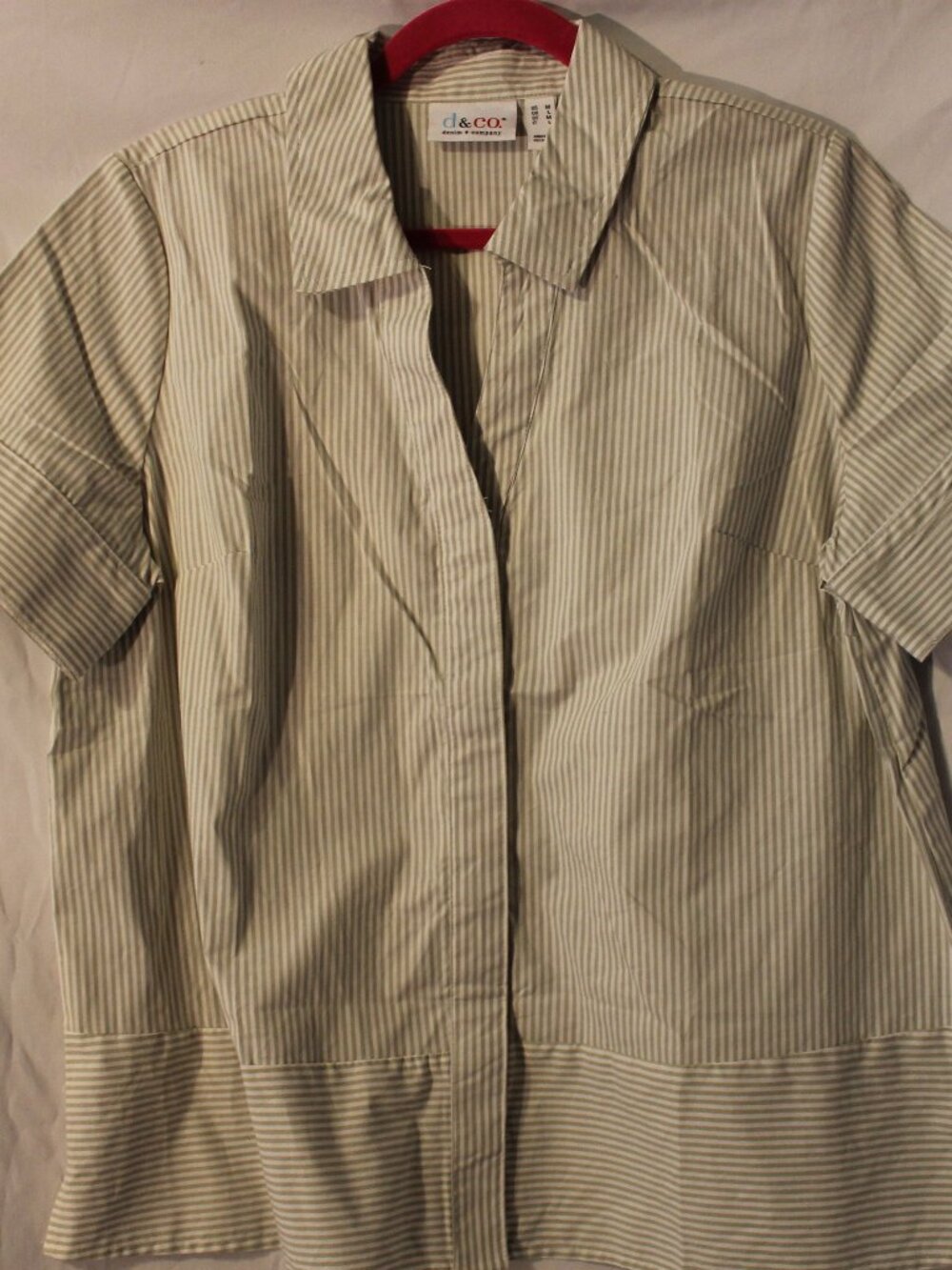 Denim & Co. Striped Button-Down Short Sleeved Top